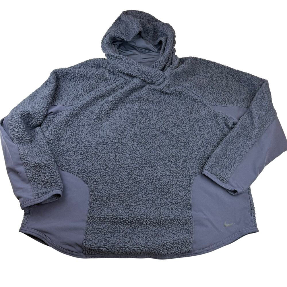Nike Sherpa Fleece Pullover Hoodie XL Blue Gray